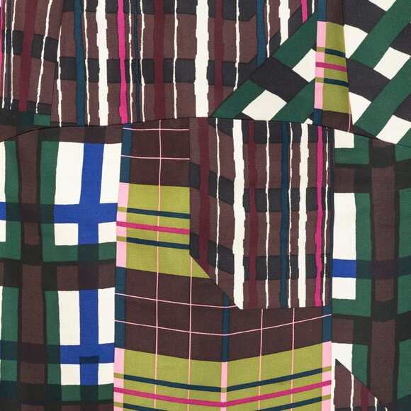 Marni PF/15 Green & Brown Patchwork-Plaid A-Line Mini Skirt - Picture 5 of 10